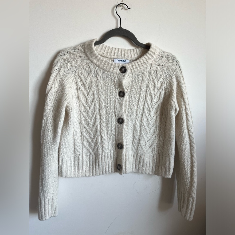 Old Navy Cream Cable Knit Cardigan